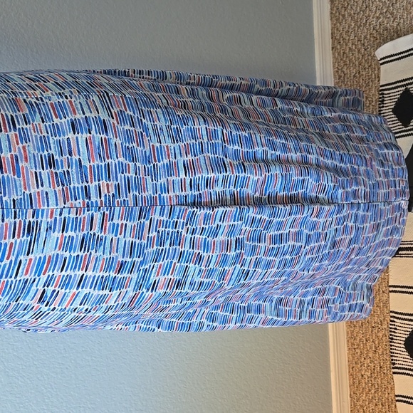 ZOZO Midi Sleeveless V-Neck W/Side Ruching Blue Geometric Tile Print Sz XL - Picture 9 of 12